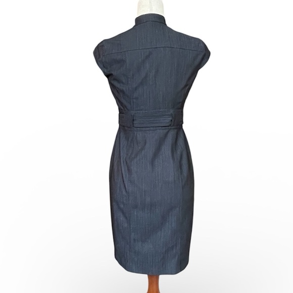 Calvin Klein Denim Indigo Sheath button down Dress with belt petite 2p - Picture 2 of 9